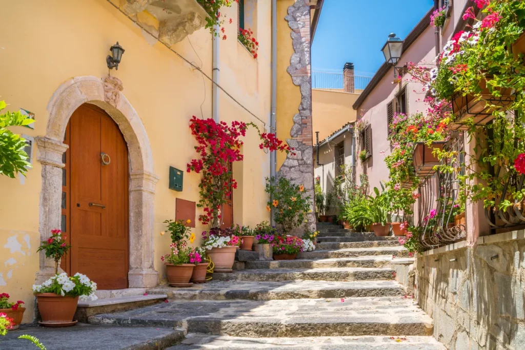 Scenic view in Forza d'Agrò, picturesque town in the Province of Messina, Sicily, southern Italy.