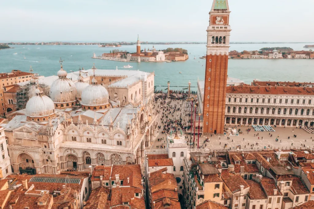 Aerial beautiful view over San Marco square in Venice, Italy